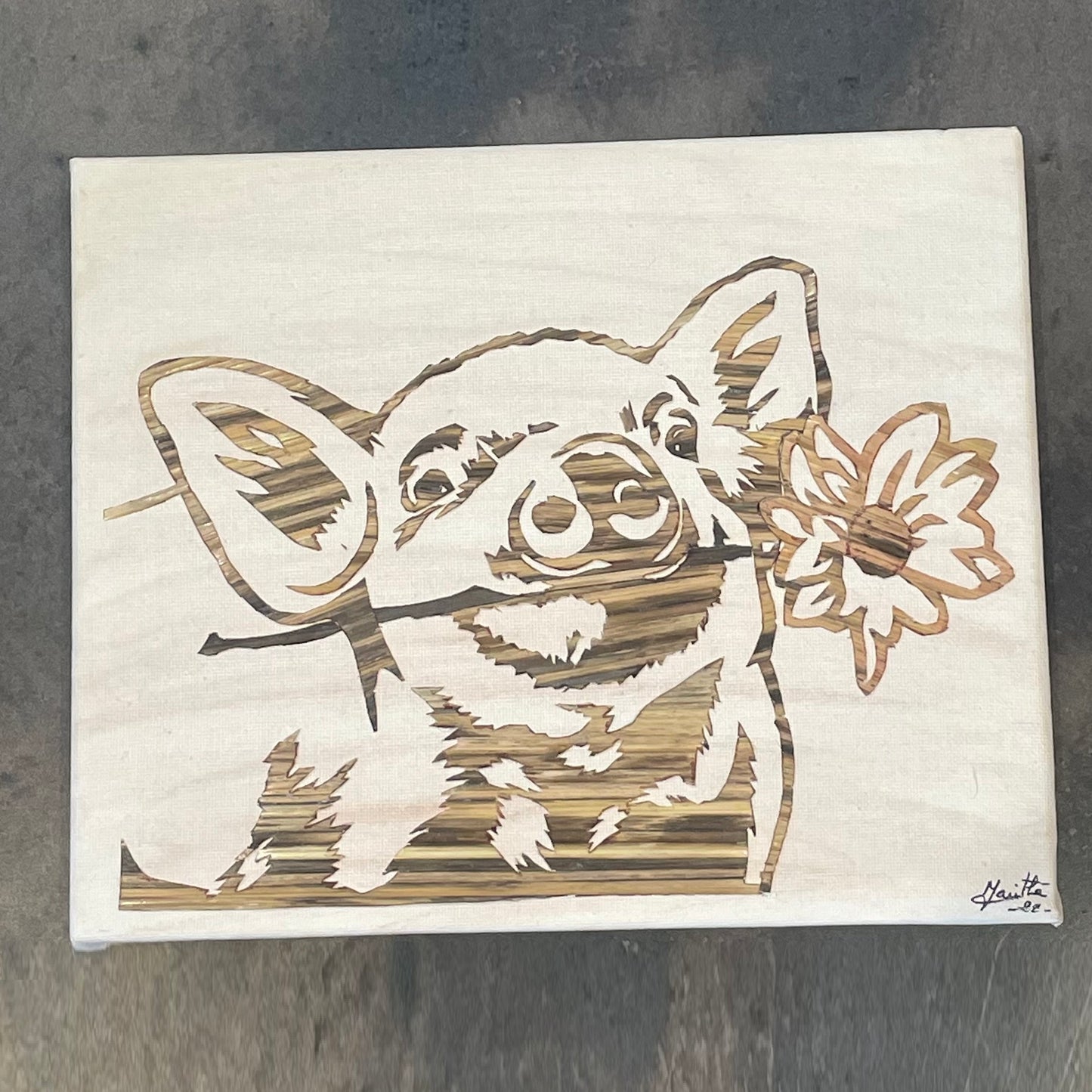 Pig painting with flower