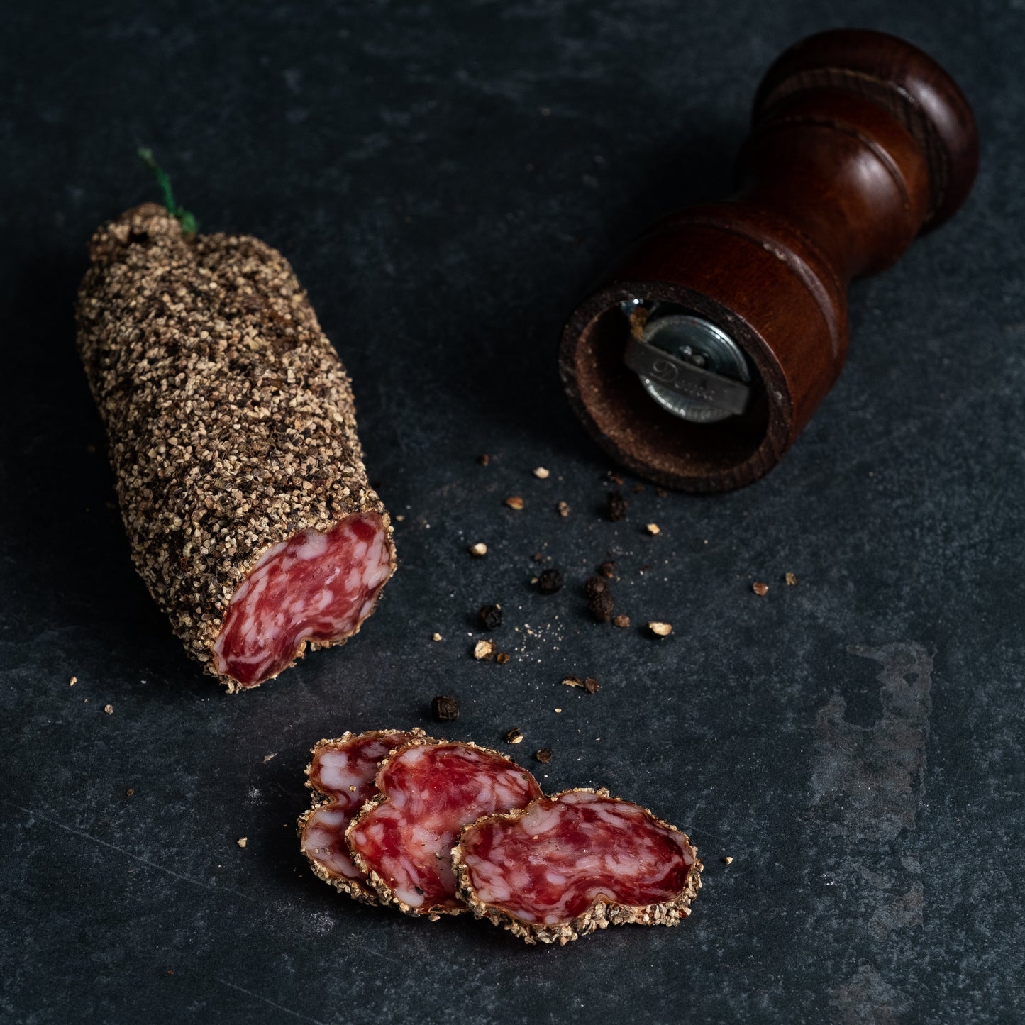 Dry sausage with pepper