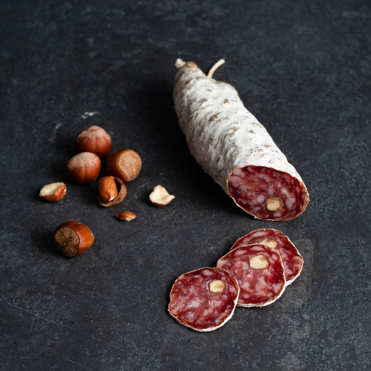 Dry sausage with hazelnuts