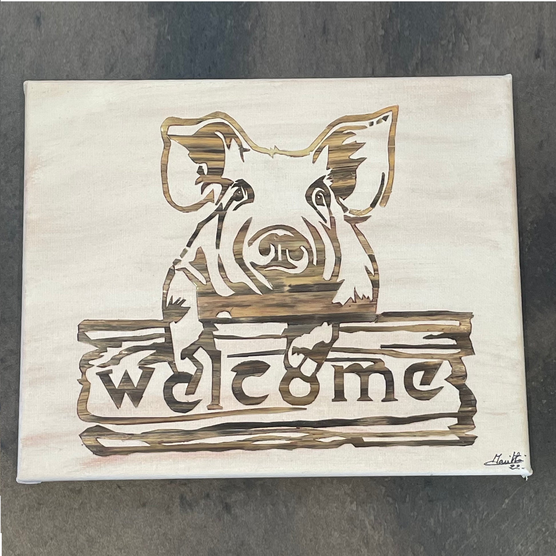 tableau welcome cochon